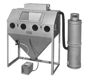 MM4824C Suction Blasting Cabinet shown with BP Dust Collector