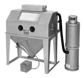 MM4824S Suction Blasting Cabinet shown with BP Dust Collector