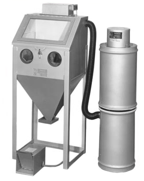 SM24C Suction Blasting Cabinet shown with BP Dust Collector