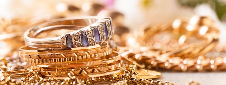 Polished Gold Jewelry with Diamonds